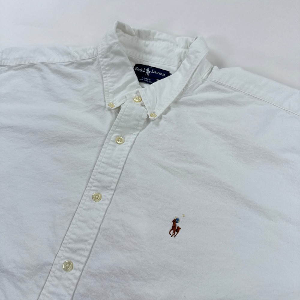 Ralph Lauren Mens Shirt XXL White Blake Button Down Oxford Long Sleeve Preppy